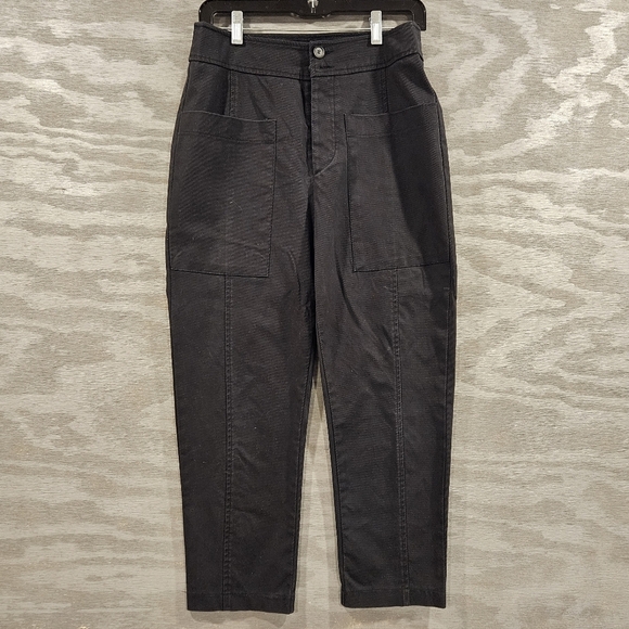 Zara SZ XS Black Roomy Barrel Leg Hi Rise Button Fly Cropped Utility Pants - Picture 13 of 13